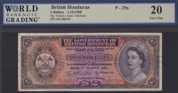 Government of British Honduras, $2, 1 October 1958, serial number H/1 086194, Vickers, Oates, and Melhado...