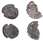 British Iron Age, EAST WILTSHIRE, Uninscribed issues (2), silver Unit, Upavon Moon Head type, moon head right, large...