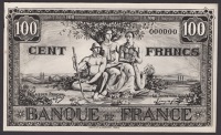 Banque de France, an obverse black-and-white archival photograph for an unadopted 100 Francs, ND, likely 1940s,...