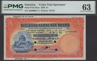 Palestine Currency Board, colour trial £1, 30 September 1929, serial number A000000, specimen number 71, Caulcutt,...