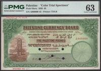 Palestine Currency Board, colour trial £5, 30 September 1929, serial number A000000, specimen number 45, Caulcutt,...
