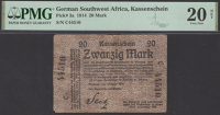 Kassenschein, German South West Africa, 20 Mark, 8 August 1914, serial number C44510, severed and reattached, tape...