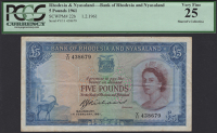 Bank of Rhodesia and Nyasaland, £5, 1 February 1961, serial number Y/11 438679, Richards signature, in PCGS holder...