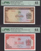 Reserve Bank of Rhodesia, $5 (3), 16 October 1972, 20 October 1978 (2 consecutive), also $1 (2 consecutive), 2nd...