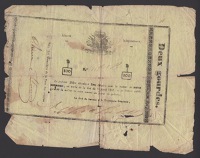 Empire d’Haiti, Treasury, 2 Gourdes, L. 16 April 1851, serial number 289400?, three manuscript signatures, yellow...