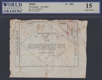 Republique d’Haiti, Treasury, 16 Gourdes, L. 16 April 1827, serial number 27, two manuscript signatures, pinholes,...
