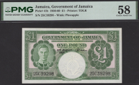 Government of Jamaica, £1, 15 August 1958, serial number 25C39298, Richardson signature, in PMG holder 58, choice...