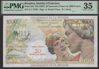 Caisse Centrale de la France d’Outre Mer, Reunion, 10 Nouveaux Francs on 500 Francs, ND (1971), serial number...