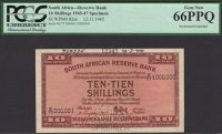 South African Reserve Bank, printers archival specimen 10 Shillings, 12 November 1945, serial number range E/77...