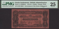 Government of the Straits Settlements, $1, 10 July 1916, serial number D/35 58041, James, Pountney, and Saunders...