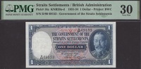 Government of the Straits Settlements, $1, 1 January 1933, serial number D/80 69153, Small signature, in PMG holder...