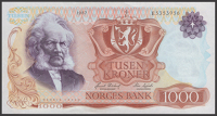 Norges Bank, 1000 Kroner, 1987, serial number E5353956, very minor handling, good extremely fine to about...