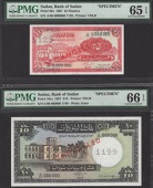 Bank of Sudan, specimen 25 Piastres, 1967, serial number A/00 0000000, also specimen £10, 1967, serial number E/00...