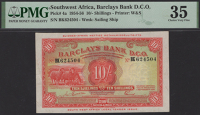 Barclays Bank D.C.O., Southwest Africa, 10 Shillings, 1 September 1956, serial number BK624504, small tear, in PMG...