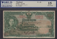 Government of Thailand, 10 Baht, 8 February 1935, serial number P/7 46646, also 10 Baht, ND (1939), serial number...