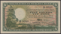 South African Reserve Bank, £5, 11 September 1947, serial number B/30 387387, de Kock signature, lovely original...