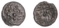 British Iron Age, DOBUNNI, Uninscribed issues, silver Unit, Cotswold Stars type, moon head right, pellet hairline,...