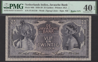 De Javasche Bank, 25 Gulden, 7 November 1938, serial number FU01310, in PMG holder 40 EPQ, extremely fine, solid...