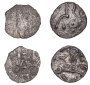 British Iron Age, DOBUNNI, Eisu (c. AD 20-43), silver Unit, Arrowhead type, head right, pellet-in-ring for eye,...