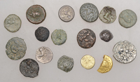 Continental Iron Age, NORTHWEST GAUL, a gold Hemistater, c. 3rd-2nd Century BC, head right, elaborate intertwined...