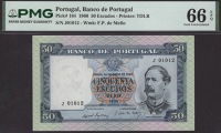 Banco de Portugal, 50 Escudos, 24 June 1960, serial number J01012, in PMG holder 66 EPQ, gem uncirculated
Pick 164	...