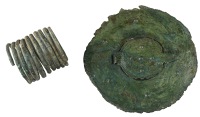 European late Bronze Age, c. 8th-6th century BC coiled spiral arm bracelet. 6 x 5.5 cm; European late Iron Age,...