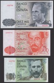 Banco de Espana, a matching, low-serial number set, comprising 200 Pesetas, 16 September 1980, 500 Pesetas, 23...