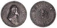 Charles I, Memorial, 1649, a cast silver medal, unsigned, bust right, wearing armour and medal on riband, carolvs...