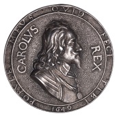 Charles I, Memorial, 1649, a cast silver medal, unsigned, bust right, wearing armour and medal on riband, carolvs...