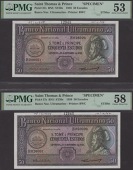 Banco Nacional Ultramarino, St Thomas & Prince, printers archival specimen 50 Escudos (2), 20 November 1958, serial...