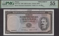 Banco Nacional Ultramarino, Timor, printers archival specimen 500 Escudos, 2 January 1959, serial number range...