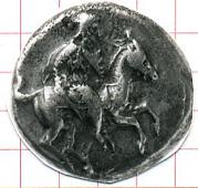 Tarsos, c. 400 BC, Stater, Satrap on horseback right, reverse Hoplite crouching left (SNG BN 229/30; Sear 5636)....