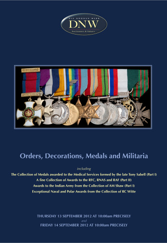 Orders, Decorations, Medals and Militaria (13 & 14 September 2012) Catalogue Cover