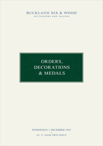 Orders, Decorations and Medals (2 December 1992) Catalogue Cover