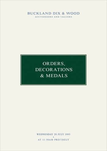 Orders, Decorations and Medals (28 July 1993) Catalogue Cover