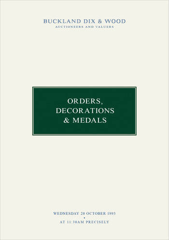 Orders, Decorations and Medals (20 October 1993) Catalogue Cover