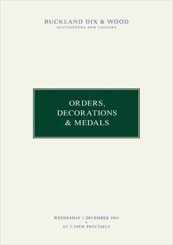 Orders, Decorations and Medals (1 December 1993) Catalogue Cover