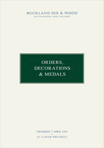 Orders, Decorations and Medals (7 April 1994) Catalogue Cover