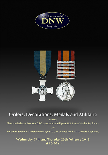 Orders, Decorations, Medals and Militaria (27 & 28 February 2019) Catalogue Cover